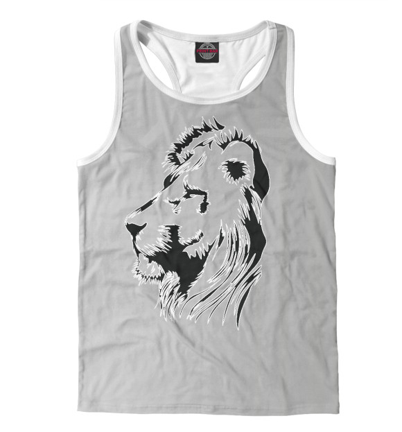 Мужская майка-борцовка с изображением Лев (в профиль) цвета Белый