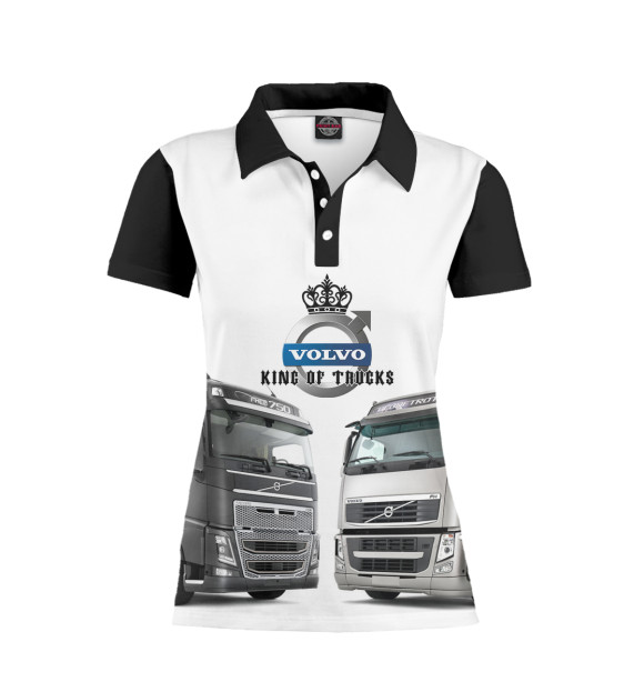 Женское поло с притом VOLVO - король грузовиков цвета Белый Женское поло с изображением VOLVO - король грузовиков цвета Белый