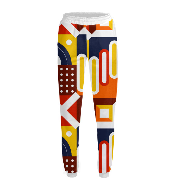 Женские спортивные штаны с изображением Pattern - blue and orange цвета Белый