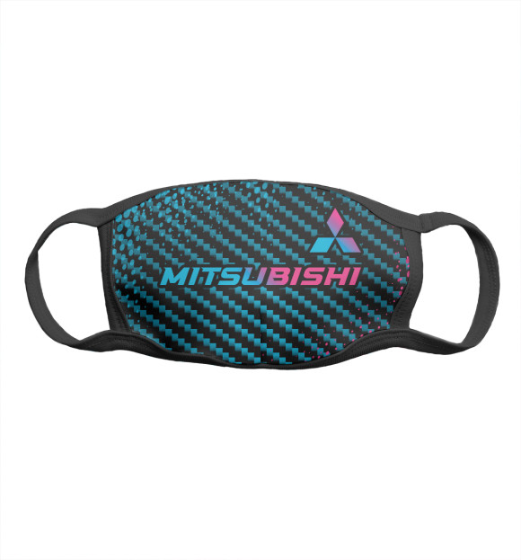 Маска тканевая с изображением Mitsubishi Neon Gradient цветные полосы цвета Белый