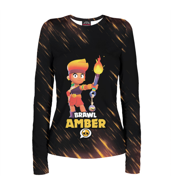 Женский лонгслив с изображением BRAWL STARS AMBER цвета Белый