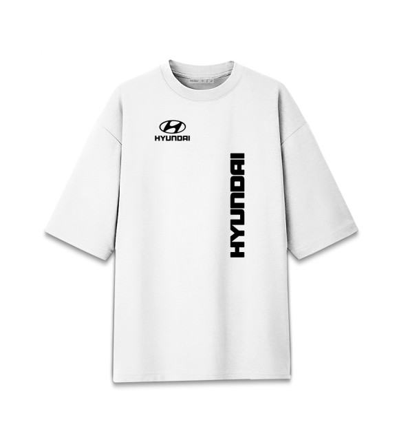 Мужская футболка оверсайз с изображением Hyundai цвета Белый