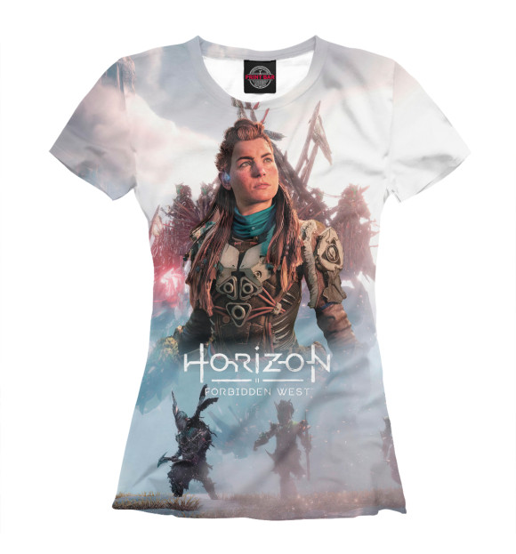 Женская футболка с изображением Horizon Zero Aloy цвета Белый