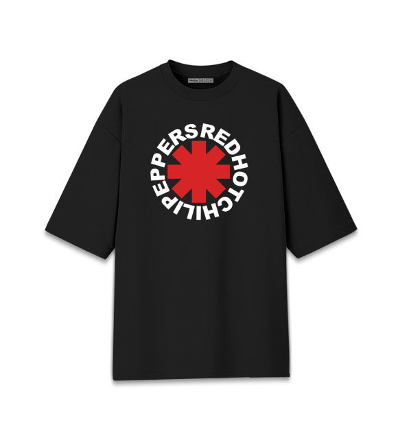 Женская футболка оверсайз с притом Red Hot Chili Peppers цвета Черный Женская футболка оверсайз с изображением Red Hot Chili Peppers цвета Черный