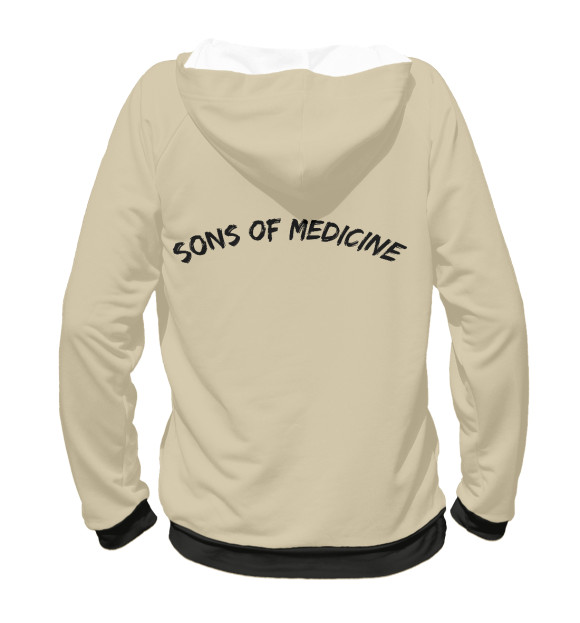 Женское худи с изображением Sons of medicine цвета Белый