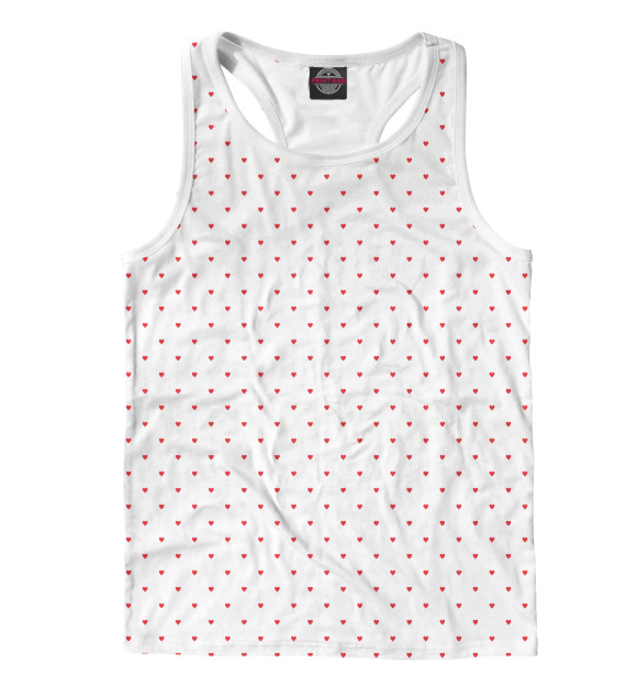 Мужская майка-борцовка с изображением Сердечки горошек красные цвета Белый