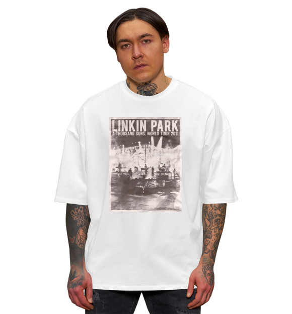 Мужская футболка оверсайз с изображением Linkin Park цвета Белый