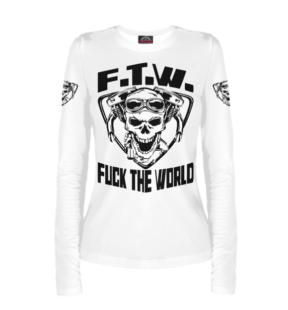 Женский лонгслив с изображением К чёрту весь мир! цвета Белый
