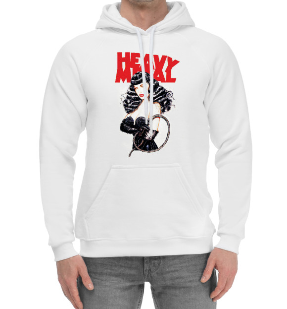 Мужской хлопковый худи с изображением Heavy Metal цвета Белый