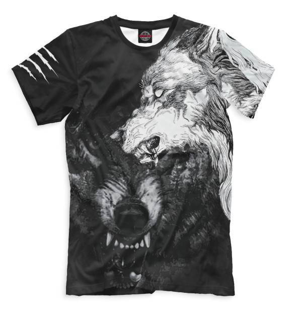 Мужская футболка с изображением Дух волка цвета Белый