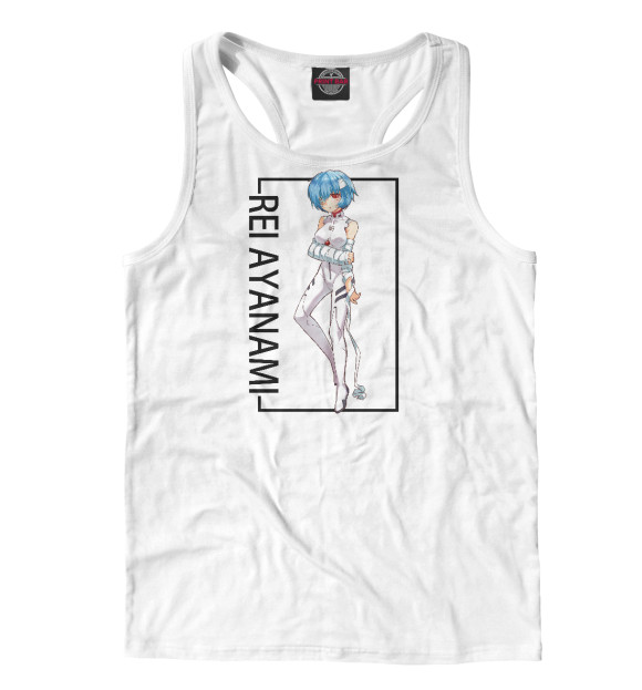 Мужская майка-борцовка с изображением Рей Аянами Евангелион цвета Белый