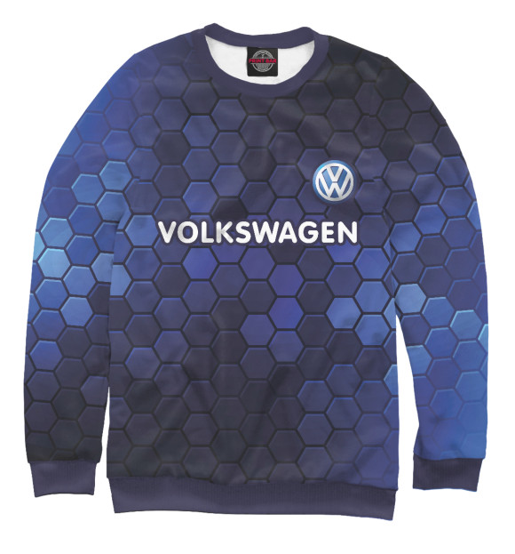 Женский свитшот с изображением Volkswagen + Соты цвета Белый