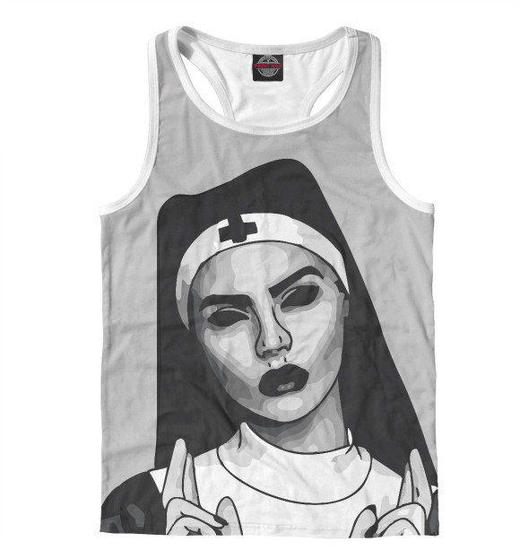 Мужская майка-борцовка с изображением Монашка цвета Белый