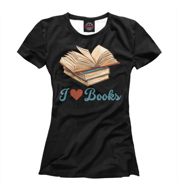 Женская футболка с изображением Люблю книги цвета Белый