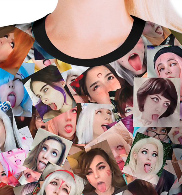 Женская футболка с изображением Real 3D Ahegao cosplay цвета Белый