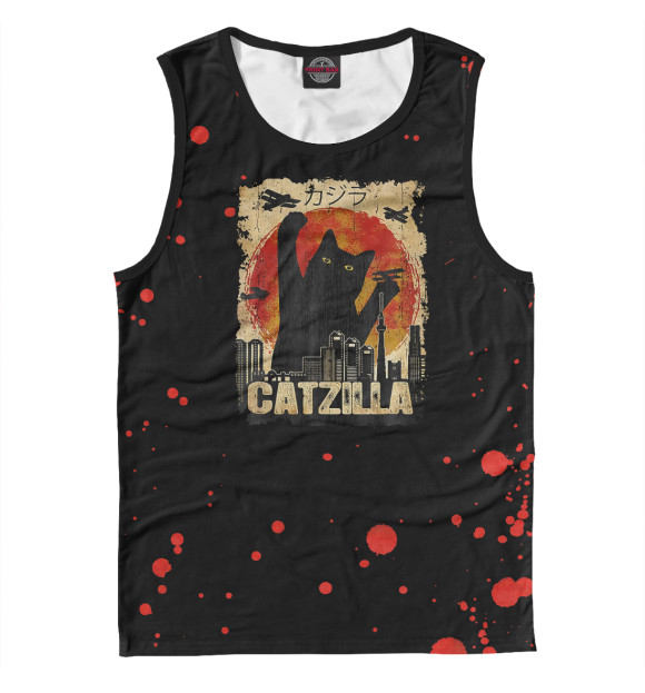 Майка для мальчика с изображением Catzilla цвета Белый