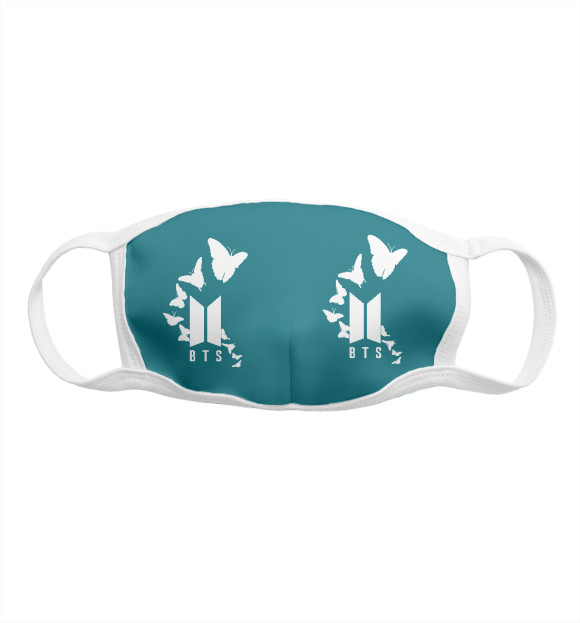Маска тканевая с изображением BTS цвета Белый