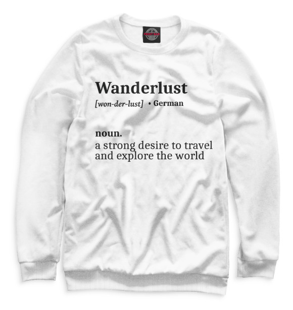 Свитшот для девочек с изображением Wanderlust цвета Белый