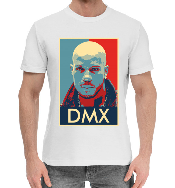 Мужская хлопковая футболка с притом DMX цвета Белый Мужская хлопковая футболка с изображением DMX цвета Белый