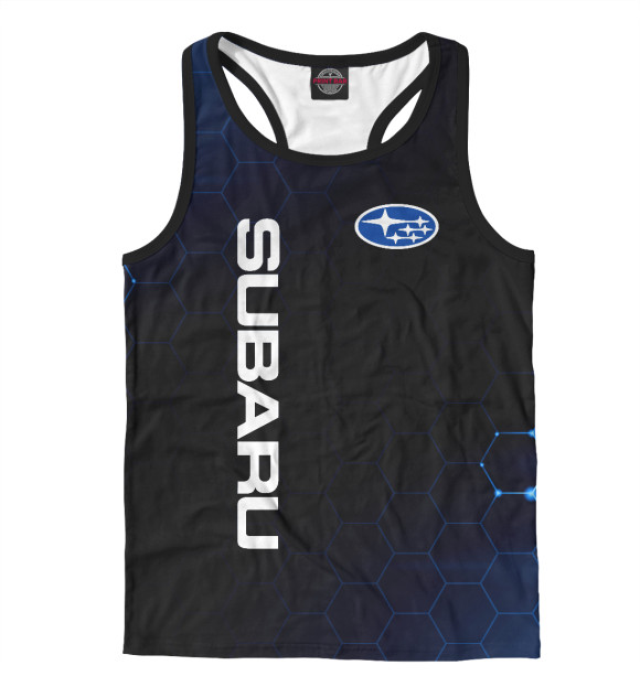 Мужская майка-борцовка с изображением Subaru | Субару | Авто цвета Белый