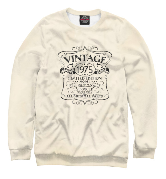 Мужской свитшот с изображением Vintage 1975 цвета Белый