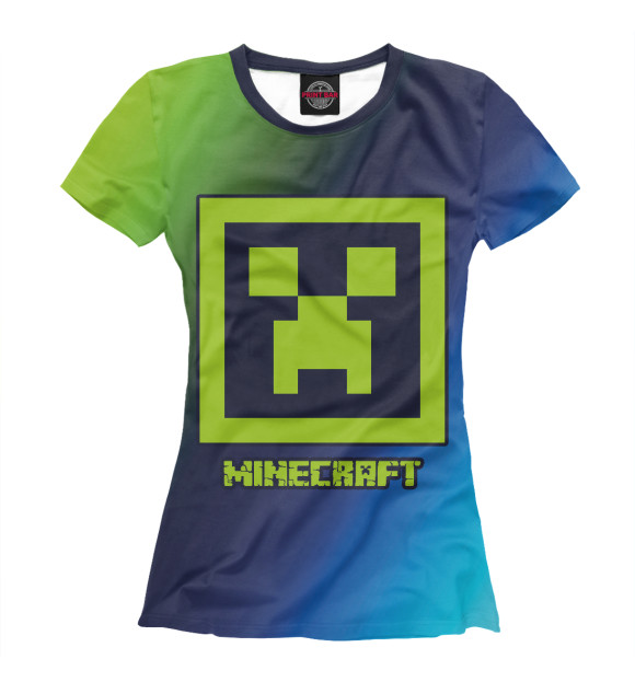 Футболка для девочек с изображением Minecraft - Крипер цвета Белый