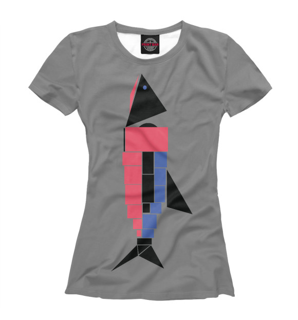Женская футболка с изображением Авангардная рыба цвета Белый