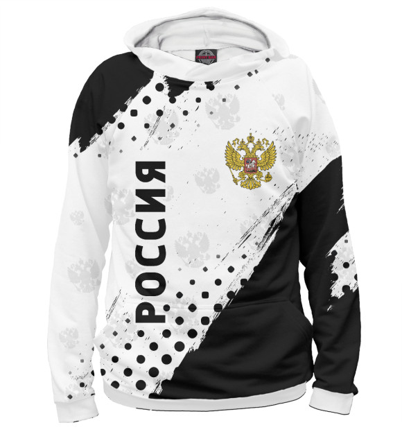 Женское худи с изображением Россия / Russia цвета Белый