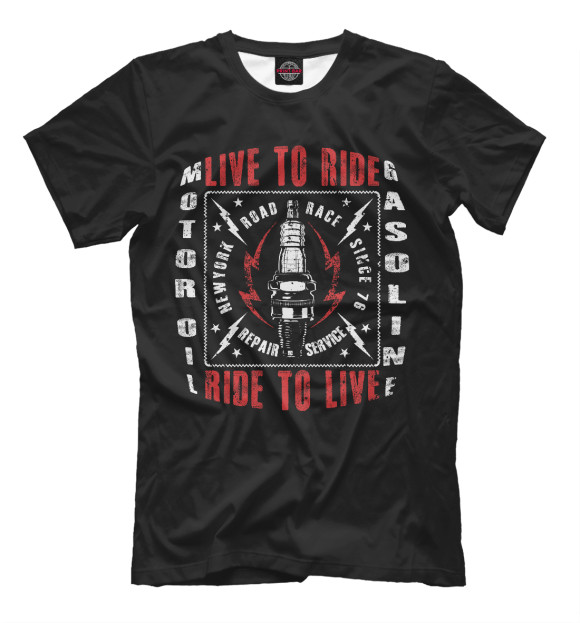 Мужская футболка с изображением Live to ride цвета Белый