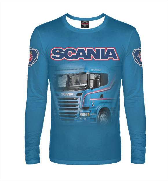 Мужской лонгслив с изображением SCANIA цвета Белый