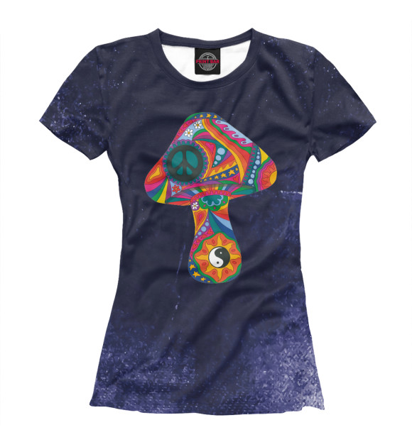Футболка для девочек с изображением Psychedelic Mushroom цвета Белый
