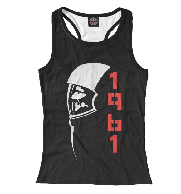 Женская майка-борцовка с изображением Гагарин цвета Белый