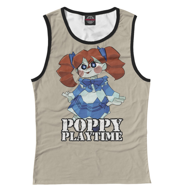 Женская майка с изображением Poppy Playtime кукла цвета Белый