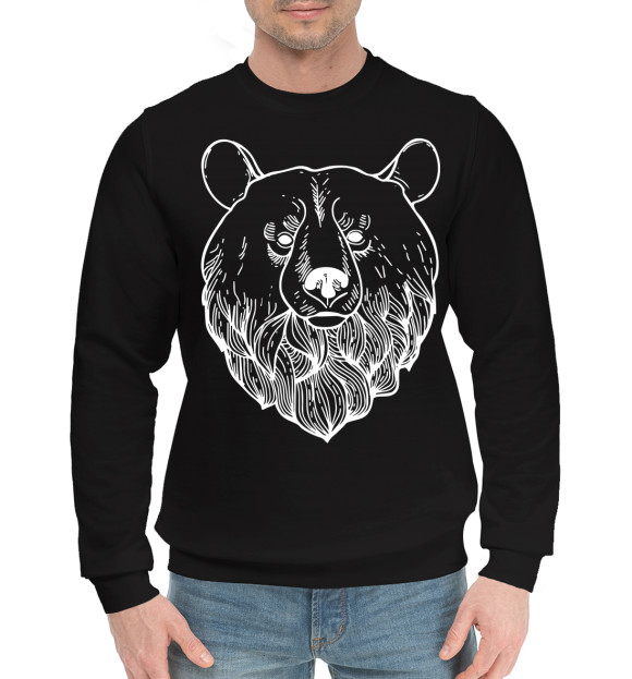 Мужской хлопковый свитшот с изображением Медведи цвета Черный