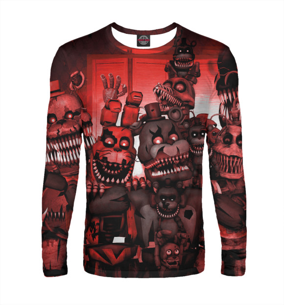 Мужской лонгслив с изображением Five Nights at Freddy's цвета Белый