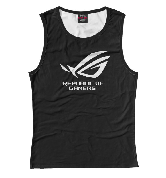Майка для девочки с притом Asus Republic of Gamers цвета Белый Майка для девочки с изображением Asus Republic of Gamers цвета Белый