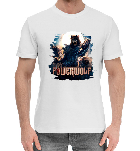 Мужская хлопковая футболка с изображением Powerwolf цвета Белый