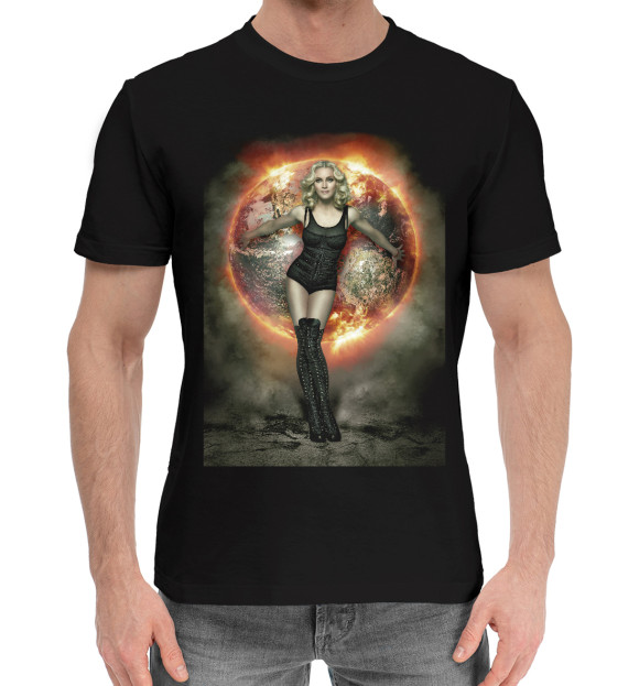 Мужская хлопковая футболка с изображением Мадонна цвета Черный