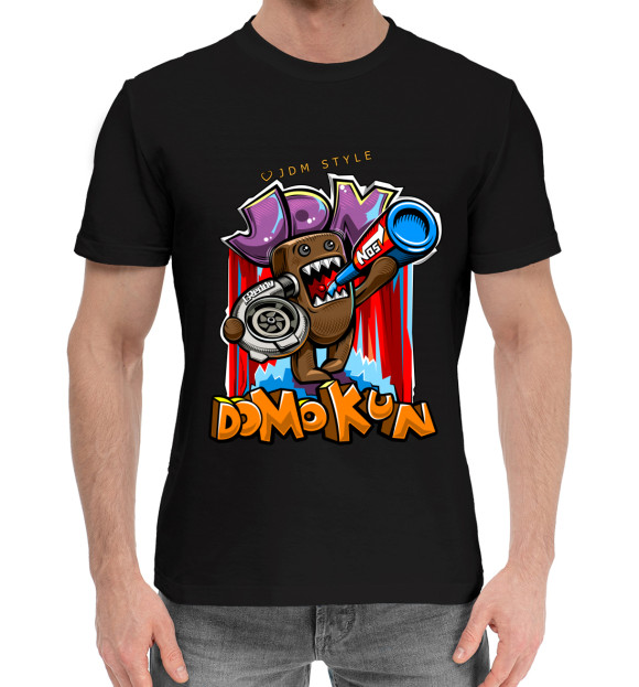 Мужская хлопковая футболка с изображением JDM Style цвета Черный