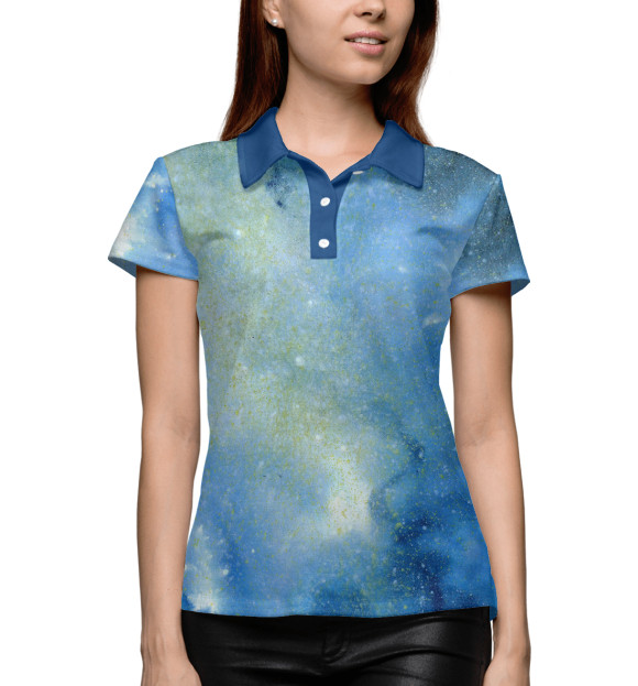 Женское поло с изображением Звездное небо цвета Белый