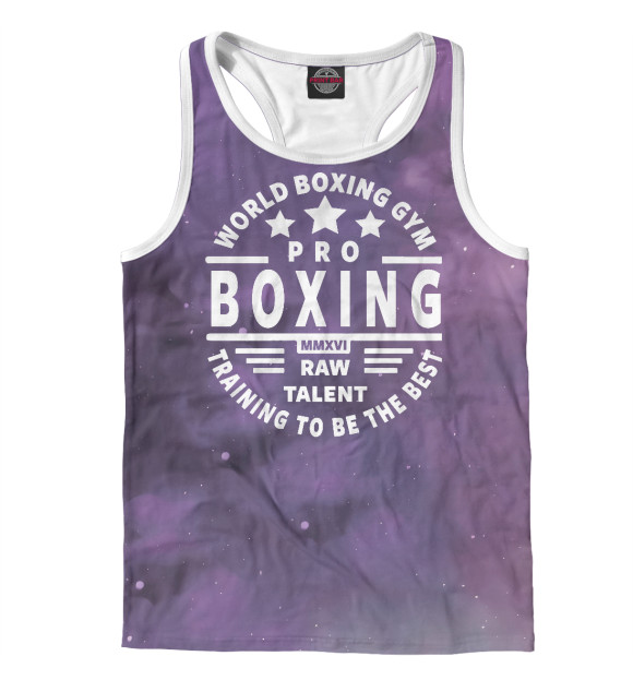 Мужская майка-борцовка с изображением BOXING - WORLD BOXING GYM цвета Белый