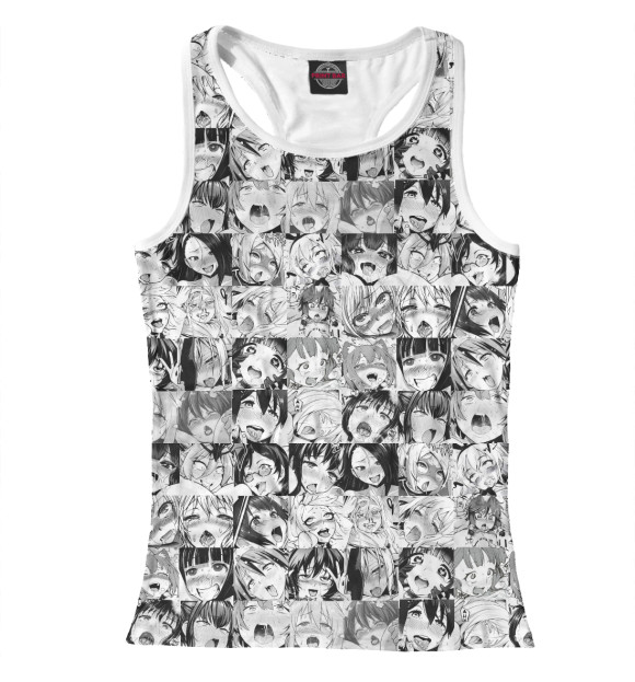 Женская майка-борцовка с изображением Ahegao (Ахегао) цвета Белый