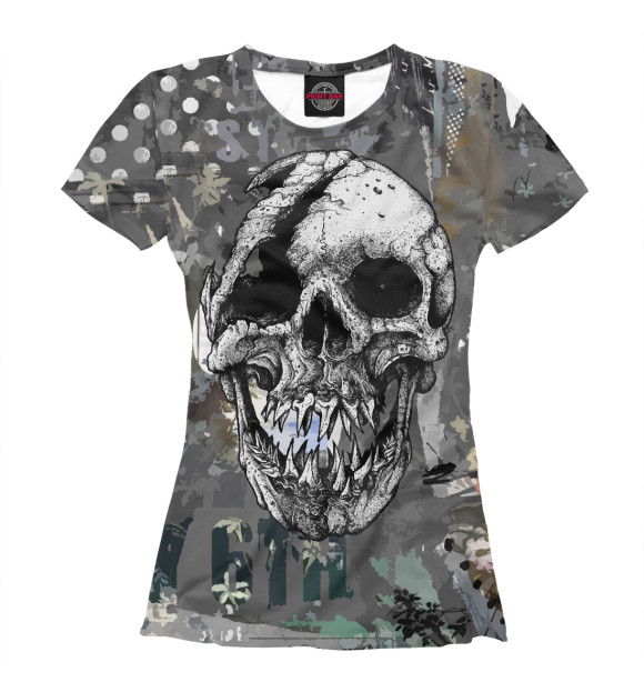 Женская футболка с изображением Cool skull цвета Белый