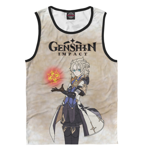 Майка для мальчика с изображением Genshin Impact Альбедо цвета Белый