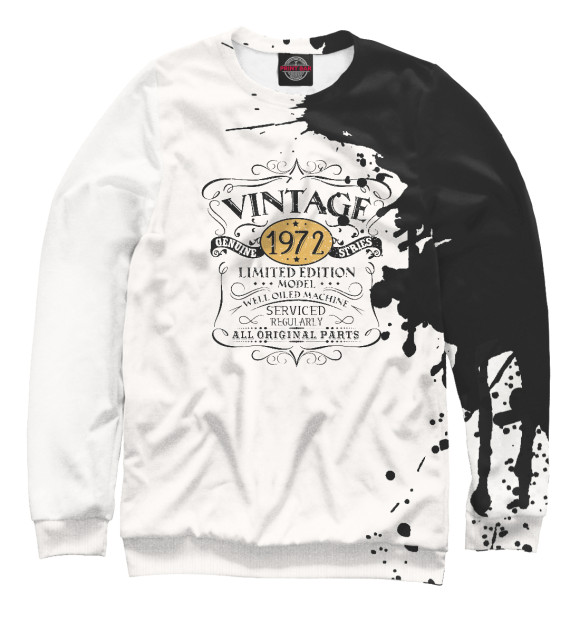 Свитшот для мальчиков с изображением Vintage 1972 цвета Белый