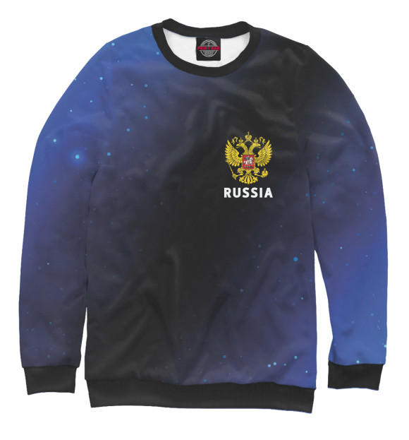 Мужской свитшот с изображением Russia / Россия цвета Белый