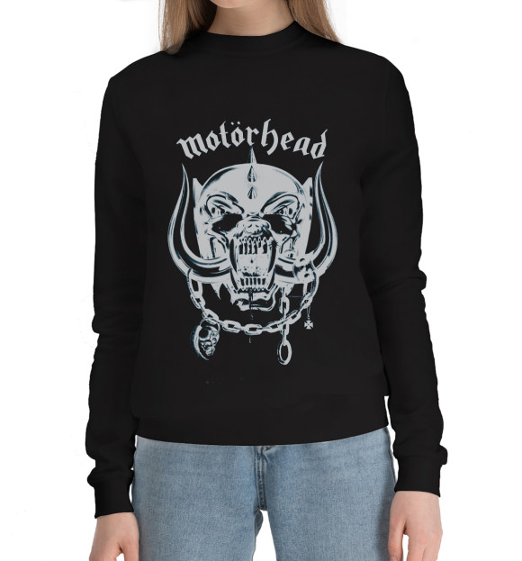 Женский хлопковый свитшот с изображением Motorhead цвета Черный