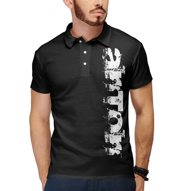 Мужское поло с изображением Антон (брызги красок) цвета Белый