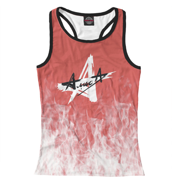 Женская майка-борцовка с изображением Алиса - рок группа Пламя цвета Белый