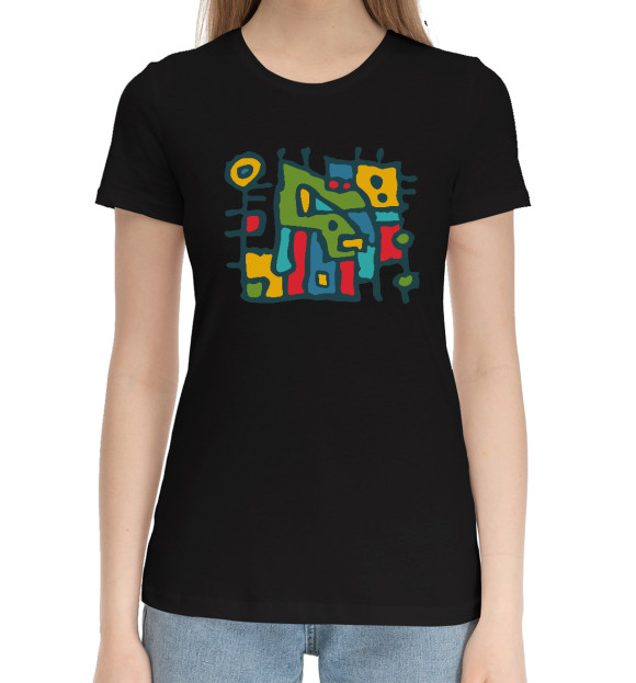 Женская хлопковая футболка с изображением Змий цвета Черный
